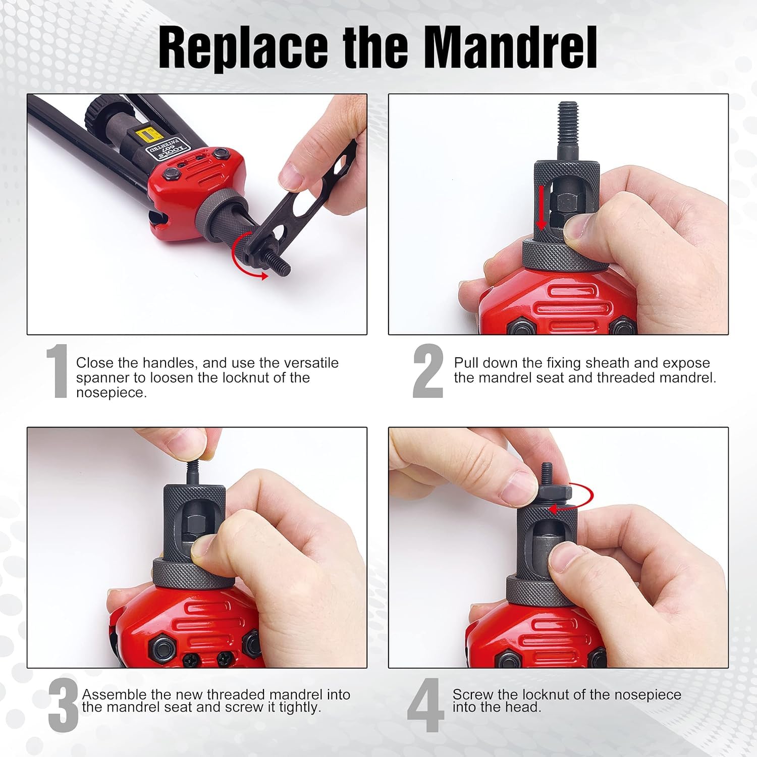 10/24 Rivet Nut Tool Mandrel & 10 Rivet Nuts Set - Nutsert Tool Accessories Compatible with RZX/Astro Riveters - Perfect for Automotive, HVAC, and Metal Fabrication Repairs