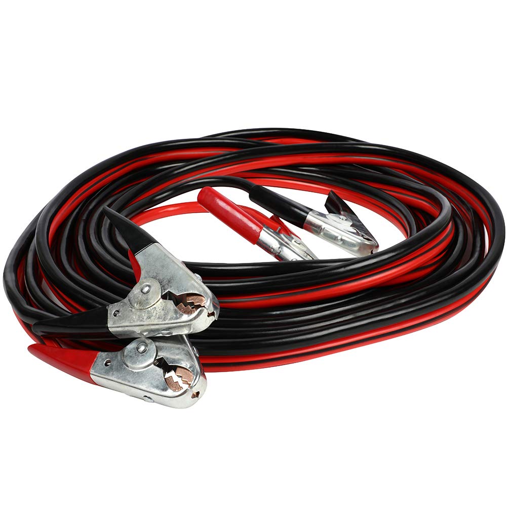 Heavy Duty 1 Gauge 30FT Jumper Cables for Car Battery - Emergency Booster Cable with Tire Repair Kit for Trucks, SUVs, Farm Equipment & Diesel Vehicles - Perfect for Roadside Emergencies and Vehicle Maintenance