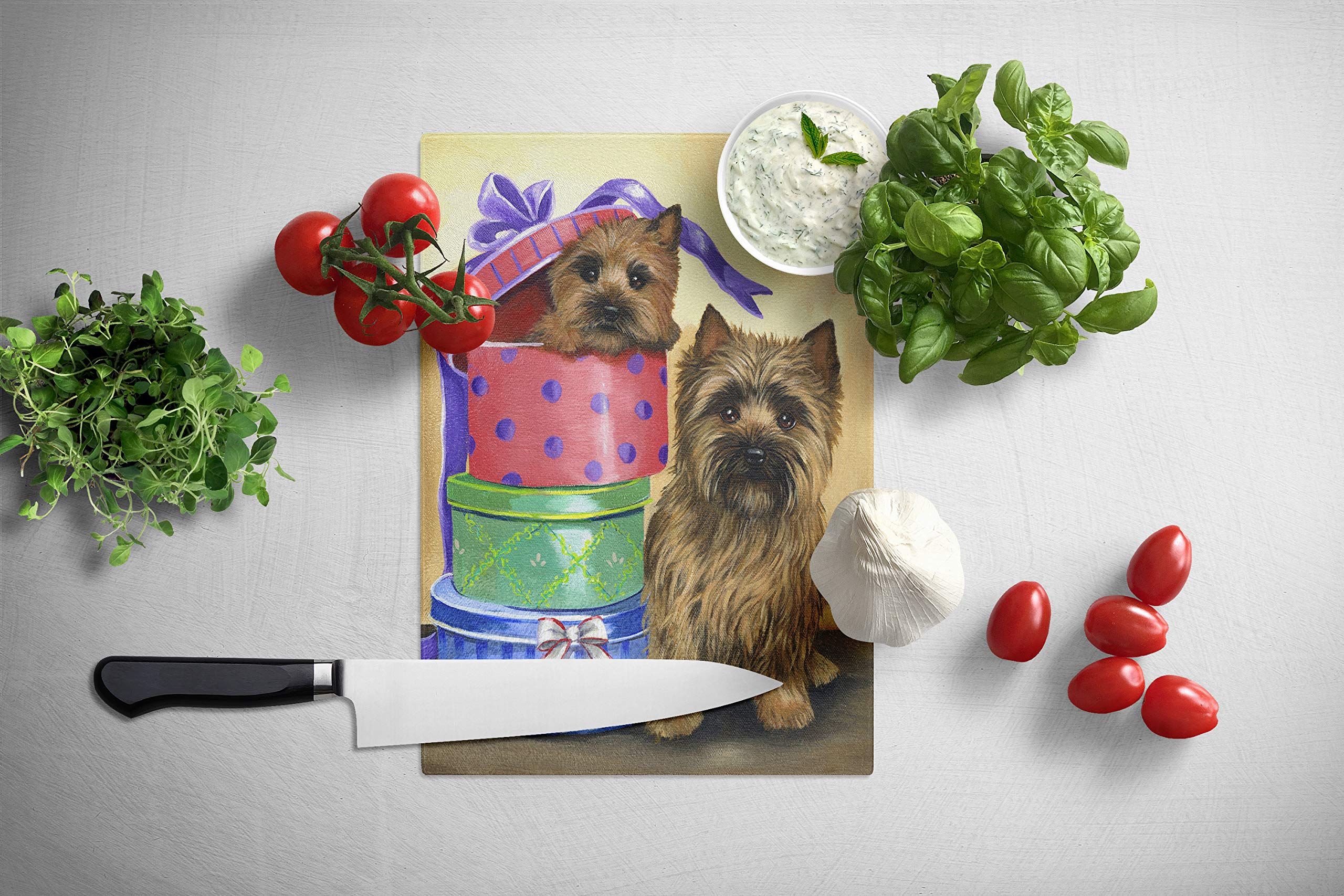Cairn Terrier Tempered Glass Cutting Board - Large Decorative Kitchen Chopping & Serving Board | PPP3045LCB | Perfect for Food Prep, Charcuterie & Home Decor