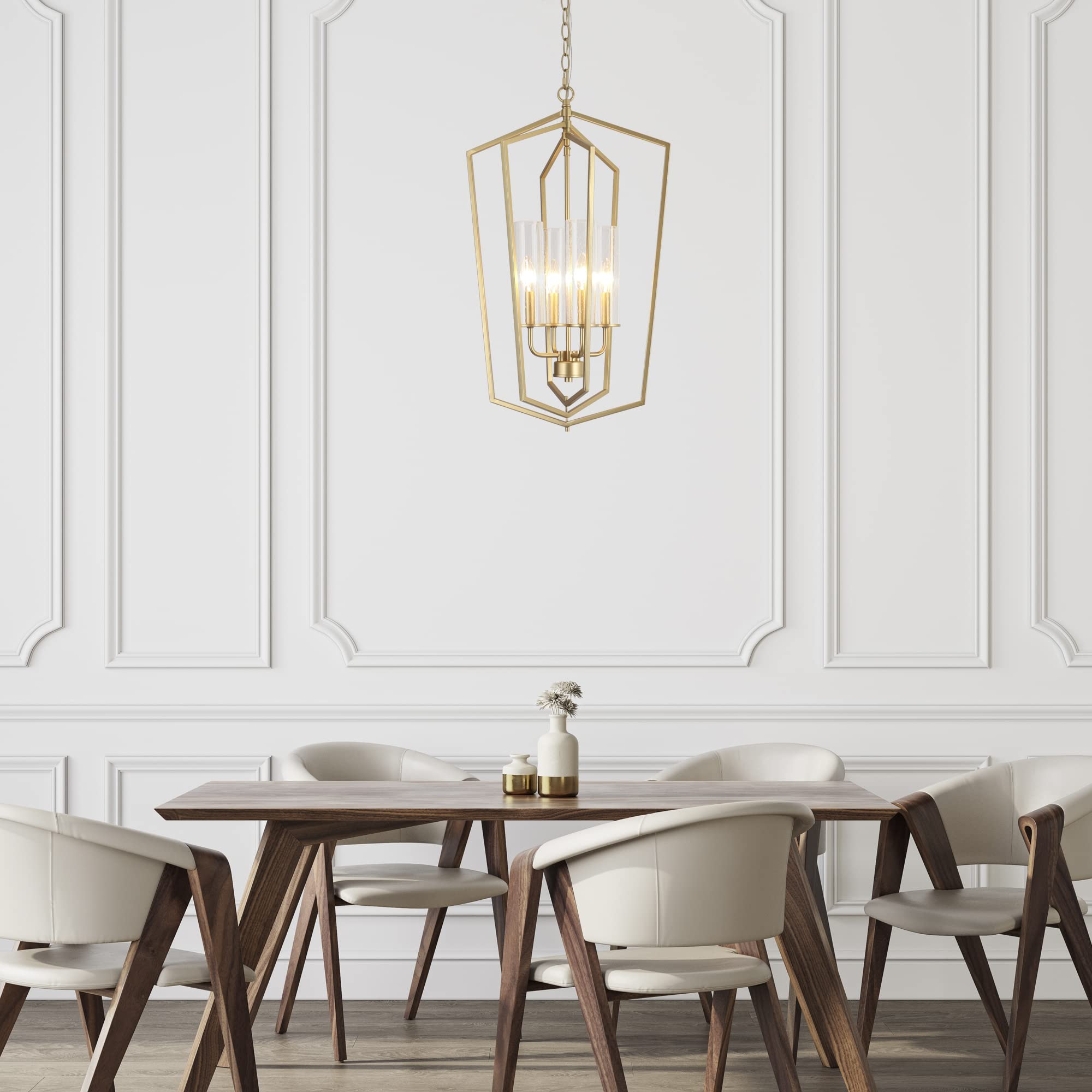 ZEVNI 4-Light Gold Geometric Chandelier - 16.5
