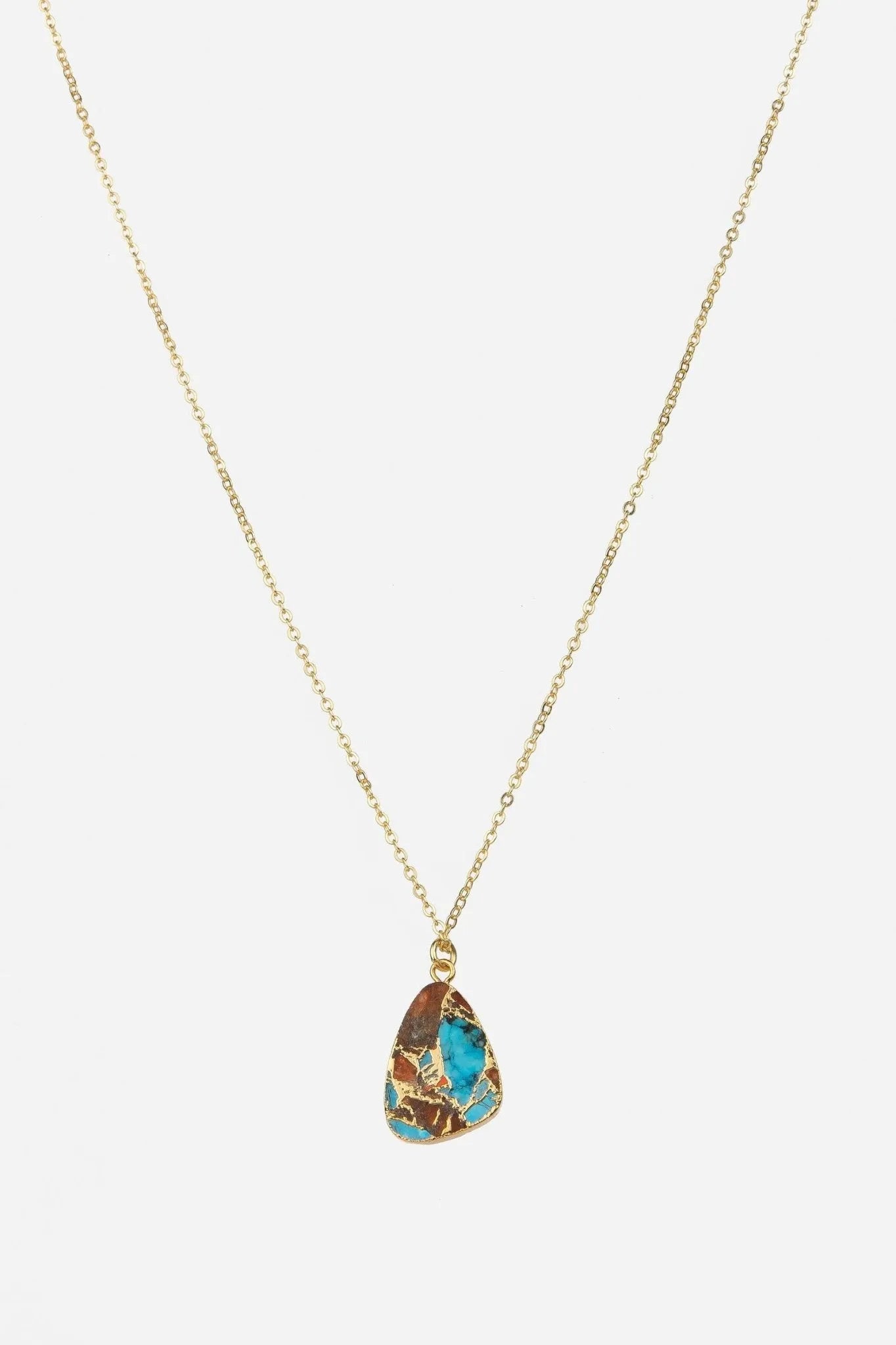 Mojave Triangle Stone Pendant Necklace for Women - Natural Gemstone Jewelry - Boho Chic Accessories for Everyday Wear & Special Occasions