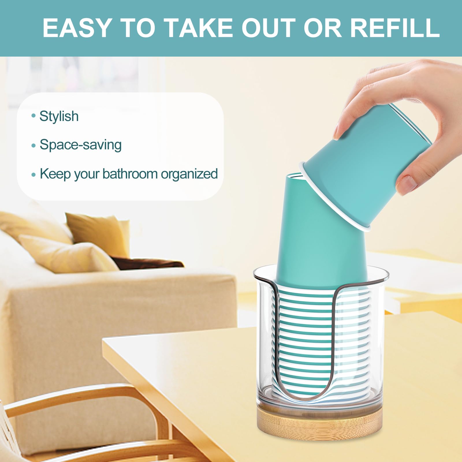 2 Pack Clear 3 oz Bathroom Cup Dispenser - Countertop Paper Cup & Mouthwash Cup Holder for Home, Office, and Dental Clinics - Hygienic Solution for Hand Washing, Rinsing, and Oral Care
