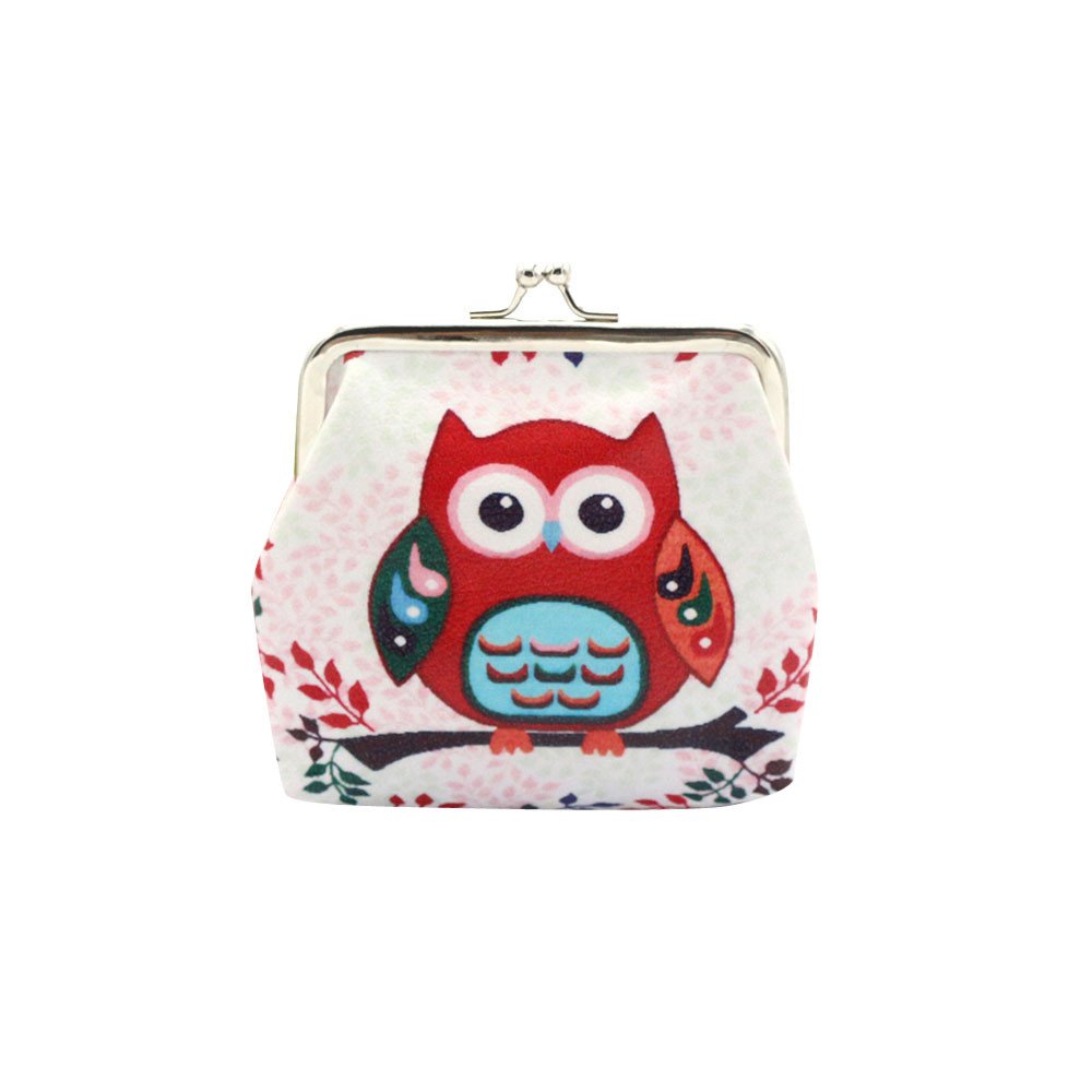 Vintage Owl Coin Purse for Women - Retro Small Wallet Clutch Bag with Hasp - Mikey Store (Red) | Perfect for Parties, Travel & Everyday Use