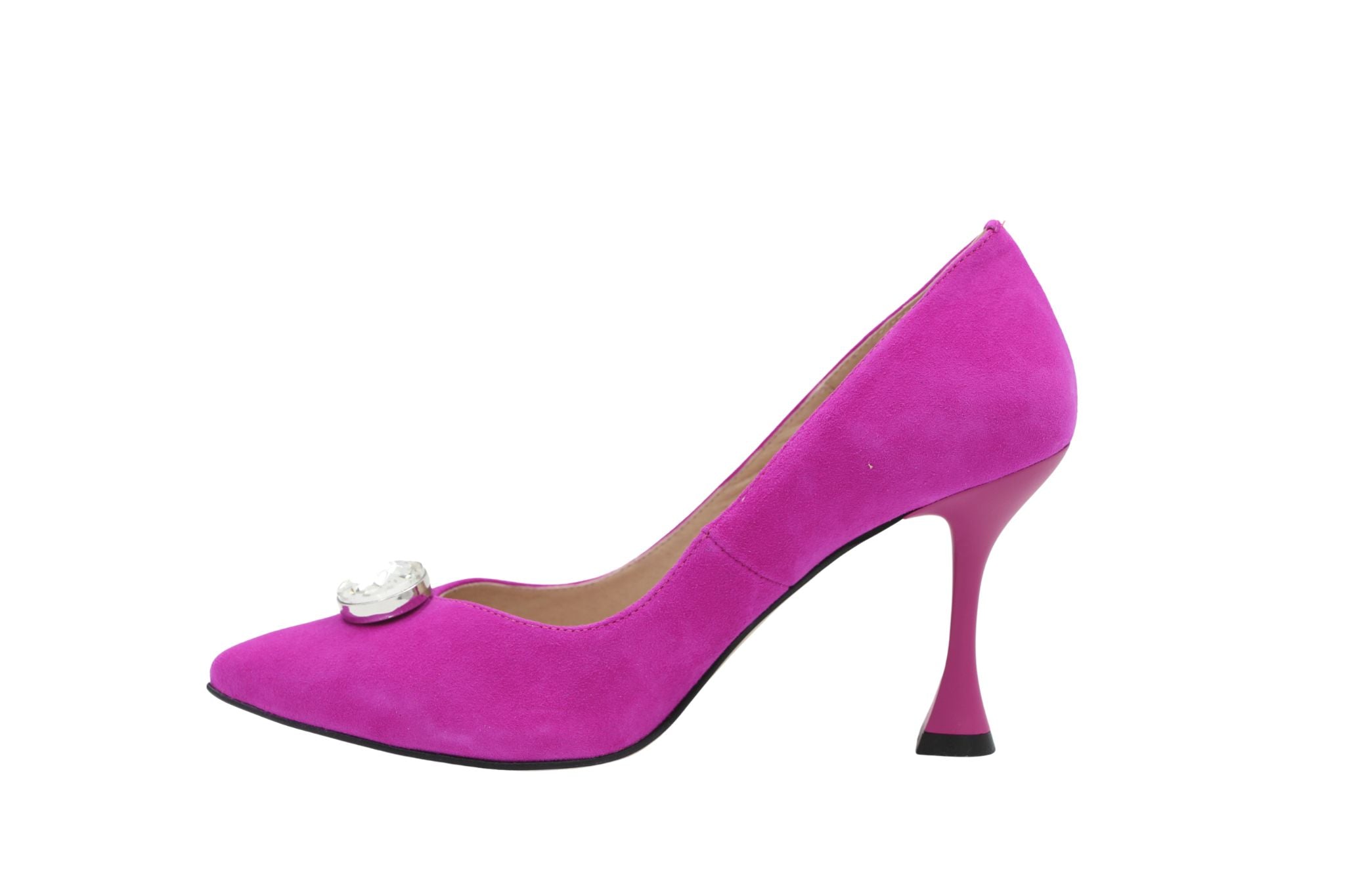 FABUCCI Women's Magenta Pink Suede High Heel Shoes - Elegant Pointed Toe Pumps for Party, Wedding & Office Wear
