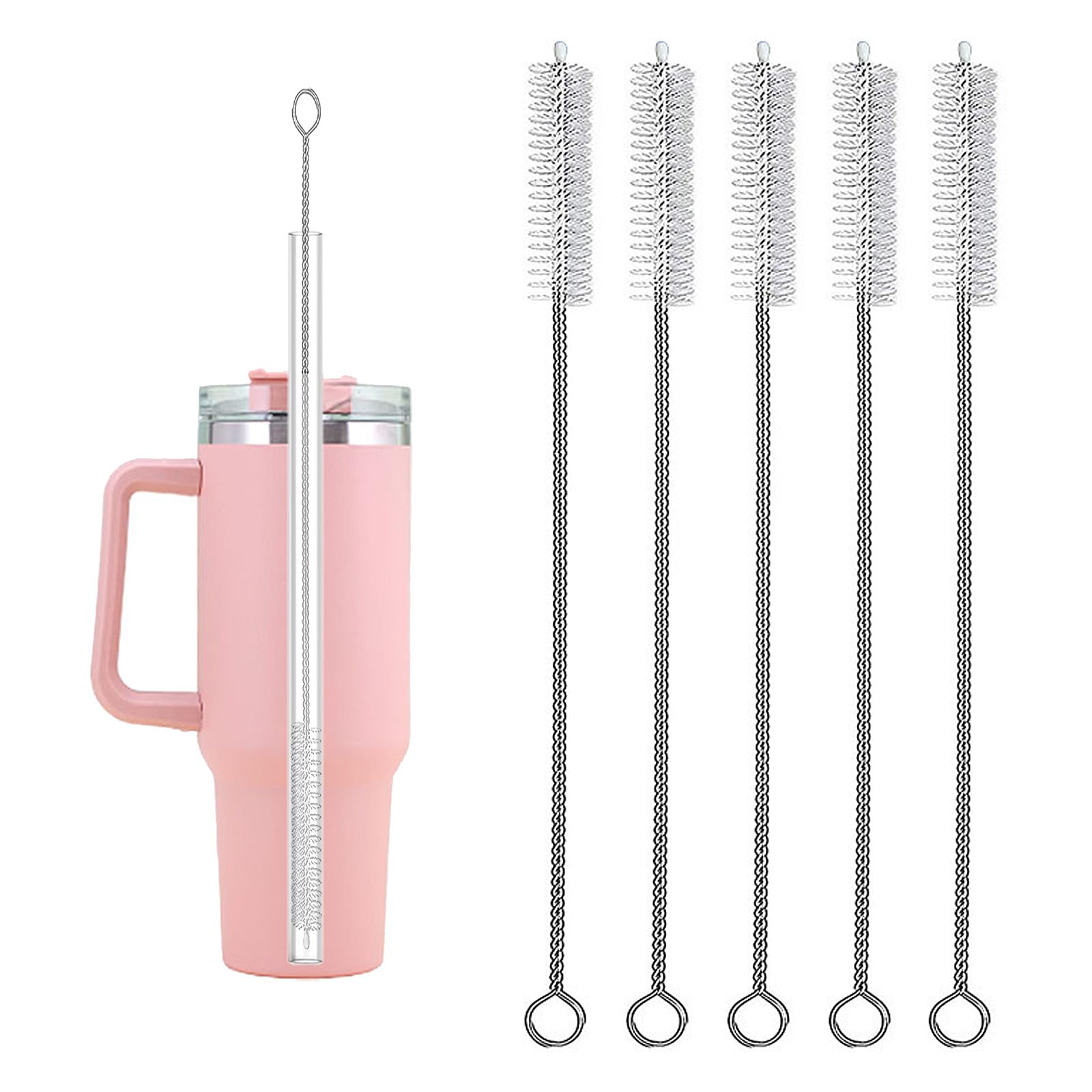 12 Inch Straw Cleaner Brush for Stanley 40/30/20 oz Mugs - Reusable Pipe Tube Cleaner (5 Pack) - Perfect for Stanley Tumbler, Travel Mug & Water Bottle Cleaning
