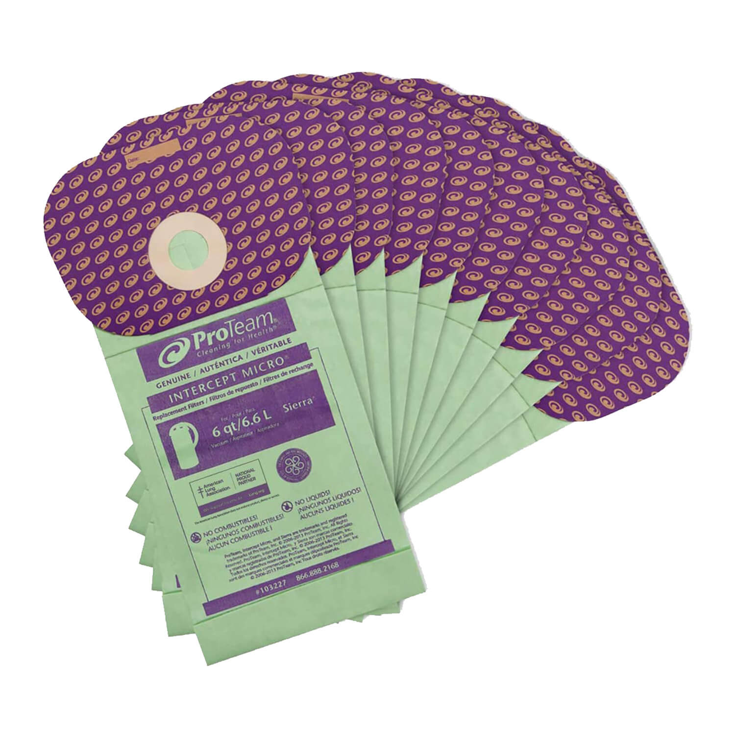 ProTeam 6 QT #103227 HEPA Micro Filter Vacuum Bags - 10 Pack - Ideal for Allergy & Pet Hair Removal in Homes & Offices