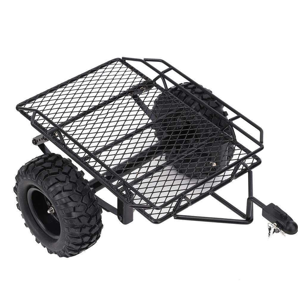 Tbest 1/10 Scale Metal RC Bucket Trailer - Realistic Crawler Accessory for D90 SCX10 CC01 Models - DIY Black Trailing Car for Off-Road Adventures & RC Enthusiasts
