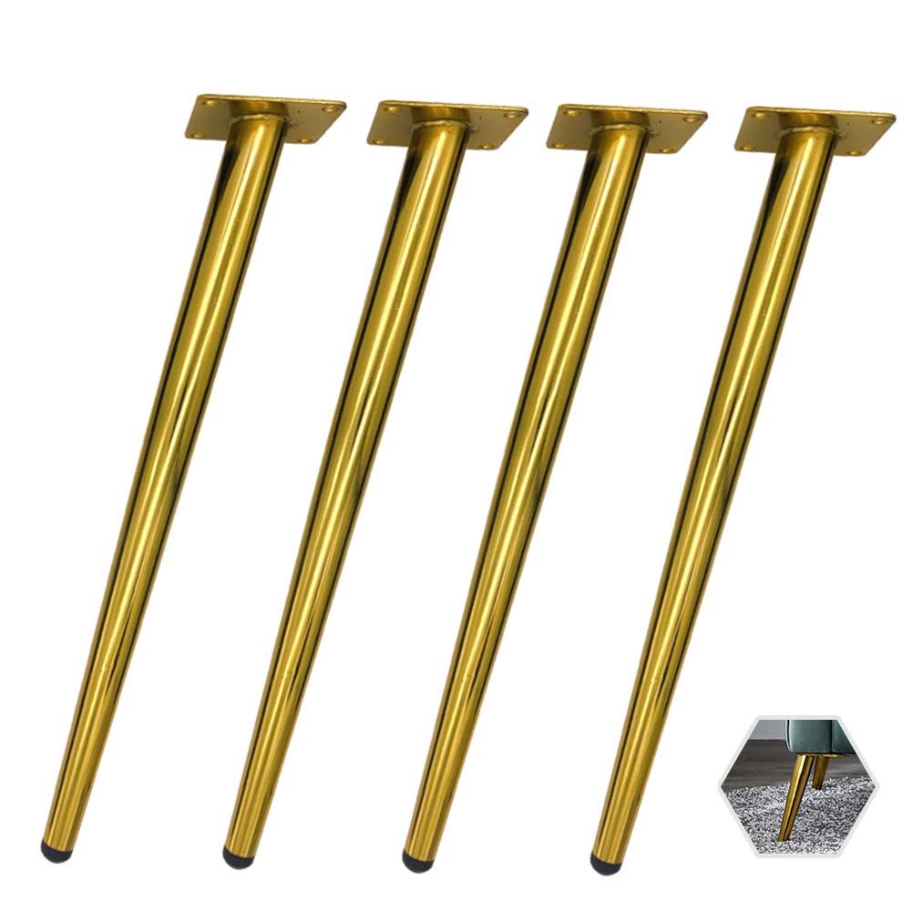 Golden Table Legs 30/35/50cm - Modern Tapered Furniture Legs for Dressers & Tables - Set of 4 Replacement Support Legs | Perfect for DIY Furniture Projects, Home Office Desks & Kitchen Island Upgrades