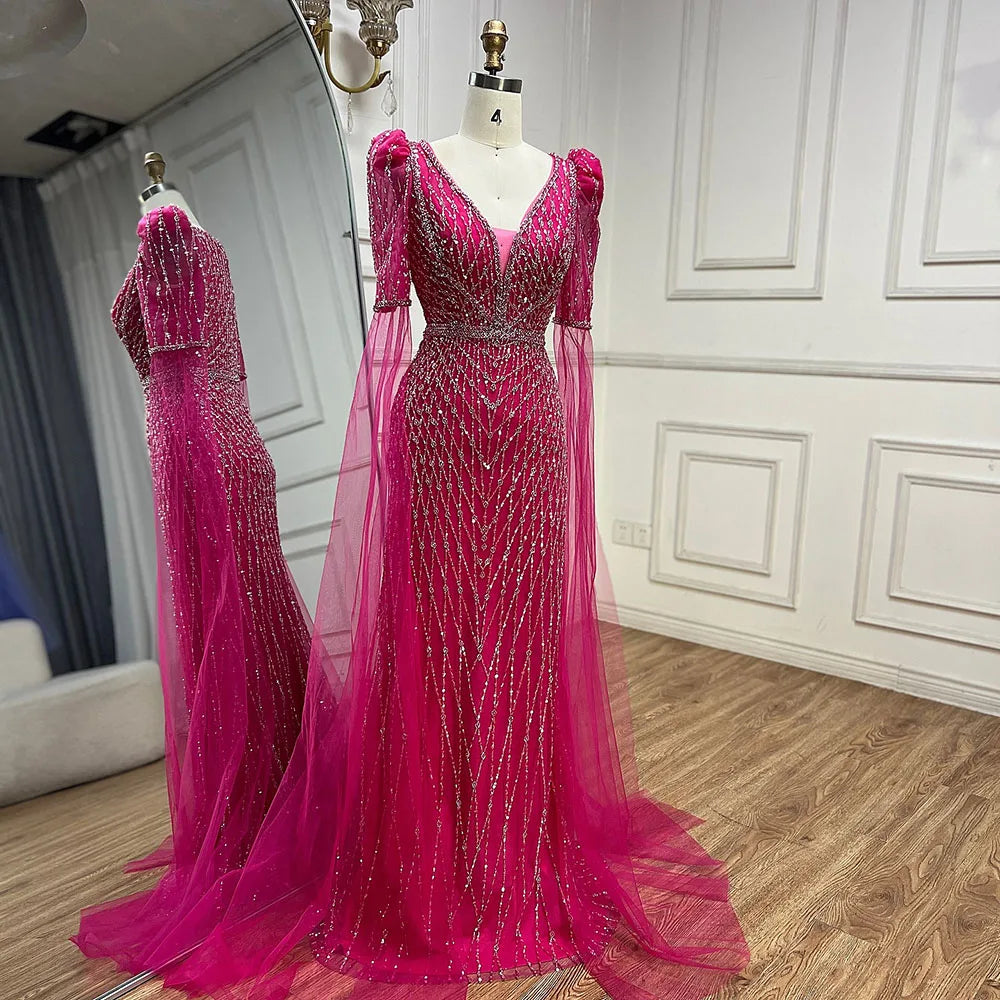 Elegant Fuchsia Mermaid Evening Gown for Women - LA72774 | Formal Dresses for Prom, Wedding, Gala & Special Occasions