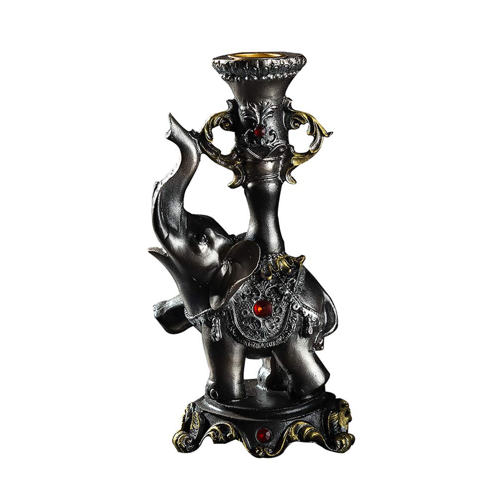 European Resin Elephant Candlestick - Vintage Home Decor for Coffee Table & Living Room