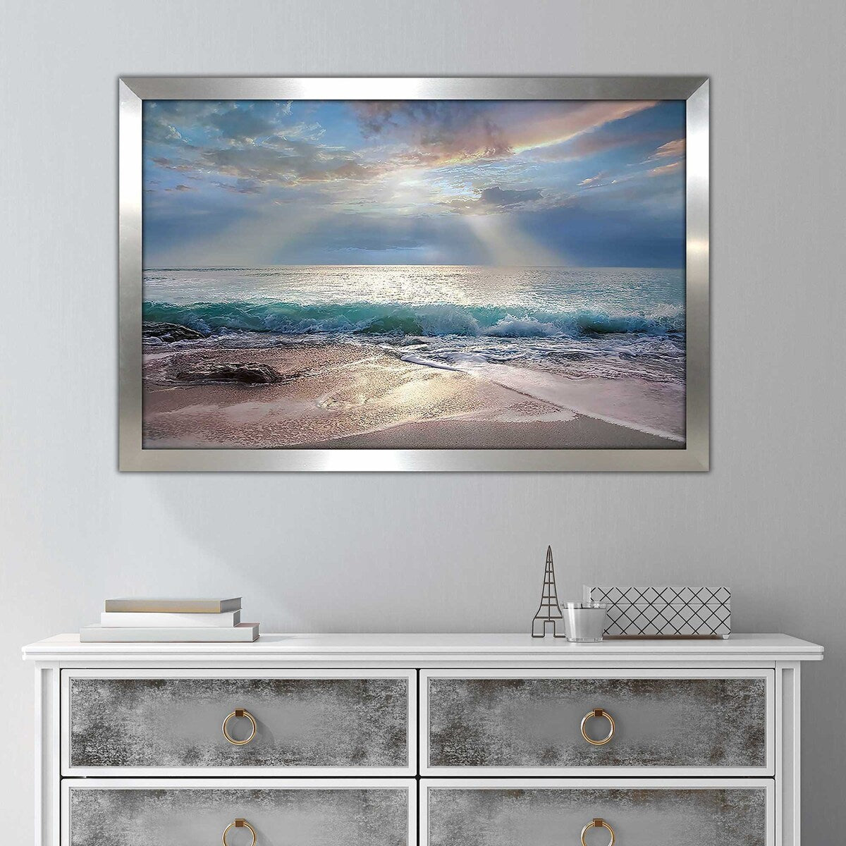 Vibrant Aqua Blue Morning Print Acrylic Wall Art – Perfect for Living Room, Bedroom & Office Decor