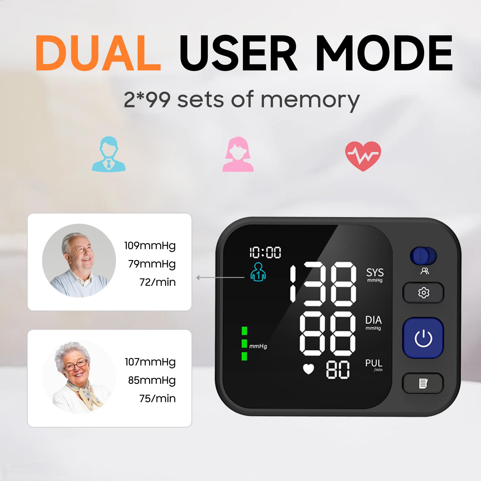 Automatic Wrist Blood Pressure Monitor with Backlit Display - Adjustable Cuff, 2x99 Memory Storage & Carrying Bag | Home & Travel Use for Adults & Seniors