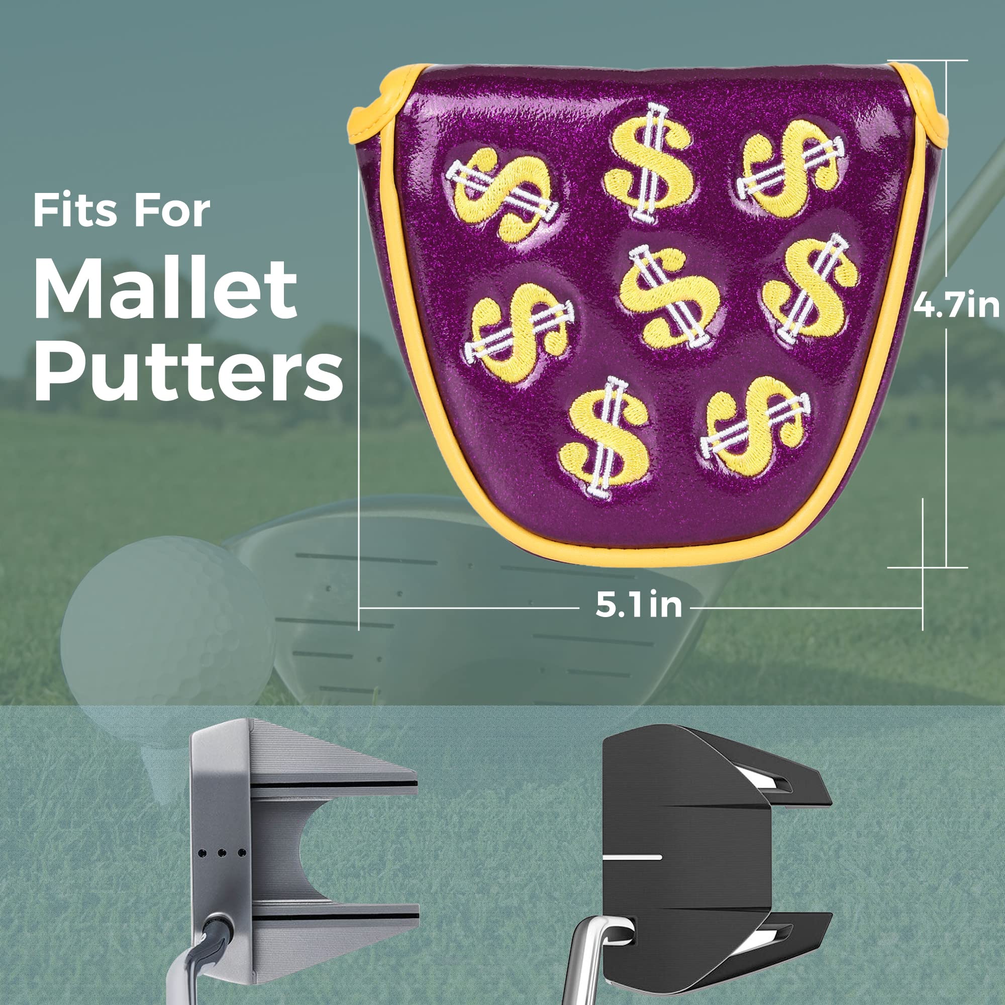 Premium Magnetic Closure Golf Putter Cover for Mallet Putters – Durable & Stylish Headcover for Golf Enthusiasts | Perfect for Practice, Tournaments & Course Play