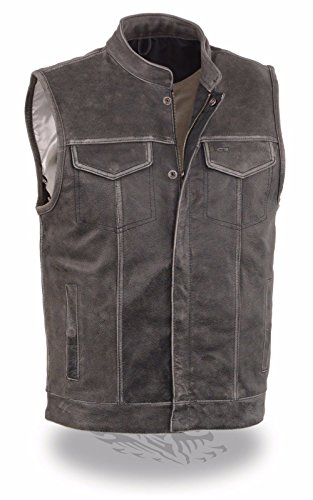 Milwaukee Leather Men's Open Collar Jacket with Concealed Snap Front Closure - Stylish Motorcycle & Casual Wear for Men