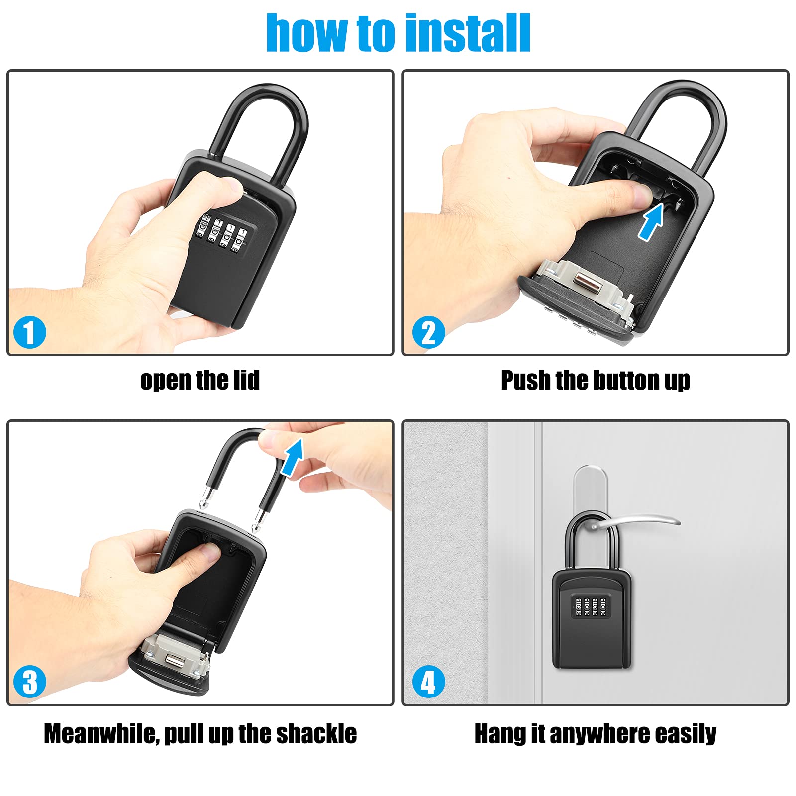 **Diyife 2-Pack Black Key Lock Box - 5 Keys Capacity, 4-Digit Combination, Waterproof Portable Key Safe for Home, Garage, Office & Realtors | Secure Spare Keys Storage for Outdoor, Travel & Emergency Use**