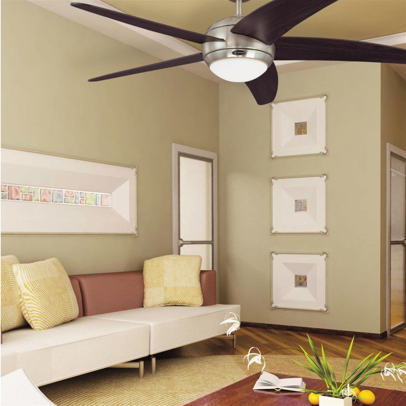 Westinghouse Bendan Wengue Ceiling Fan with Remote Control - 52 Inch Modern Indoor/Outdoor Ceiling Fan with LED Light - Perfect for Living Room, Bedroom, Patio & Covered Porch