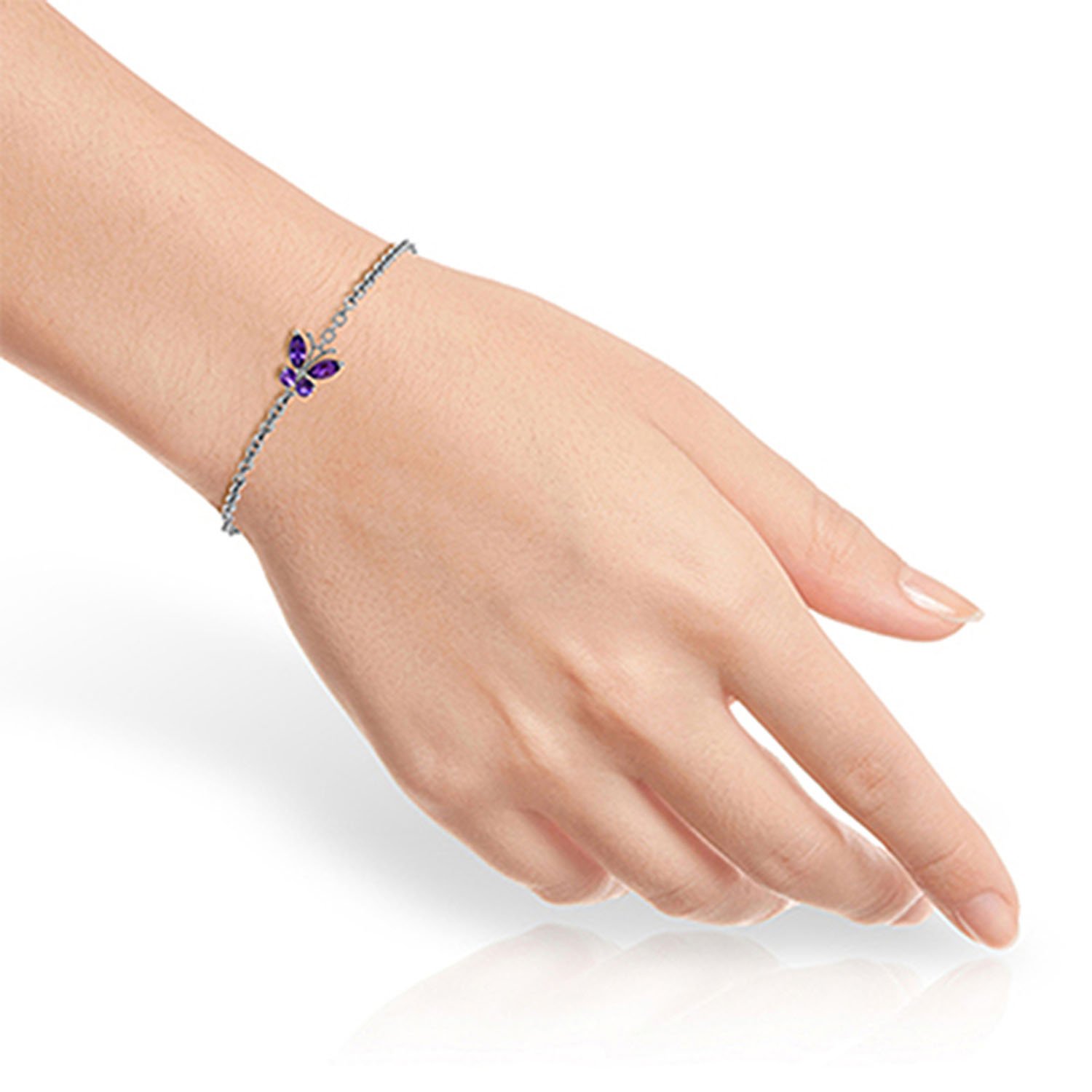 14K White Gold Amethyst Butterfly Bracelet - Elegant Jewelry for Women | Perfect Gift for Birthday, Anniversary & Special Occasions
