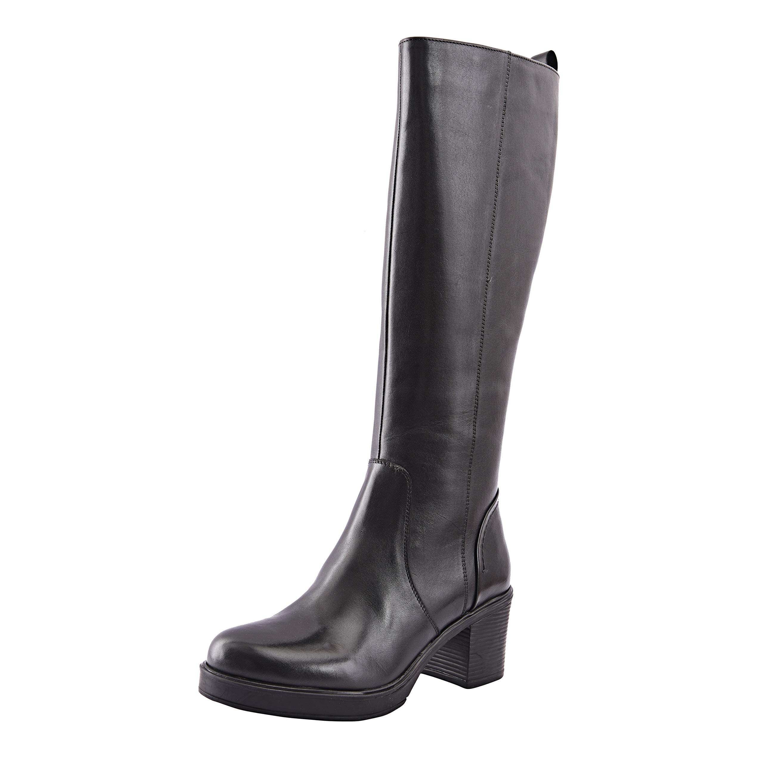 ALLONSI Women's Genuine Leather Knee High Riding Boots - Handmade Low Heel TPR Sole Zip Closure Long Boots for Everyday Comfort & Style | Perfect for Casual Outfits, Office Wear & Winter Fashion