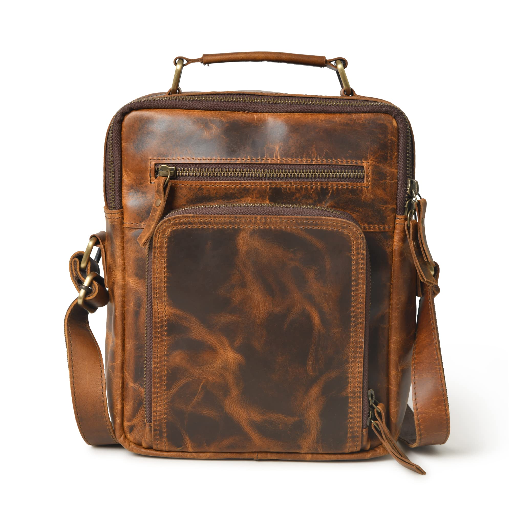 Vintage Leather Messenger Bag for Men - Small Crossbody Shoulder Bag, Work Purse & Business Office Bag | Perfect for Daily Commute, Travel & Professional Use