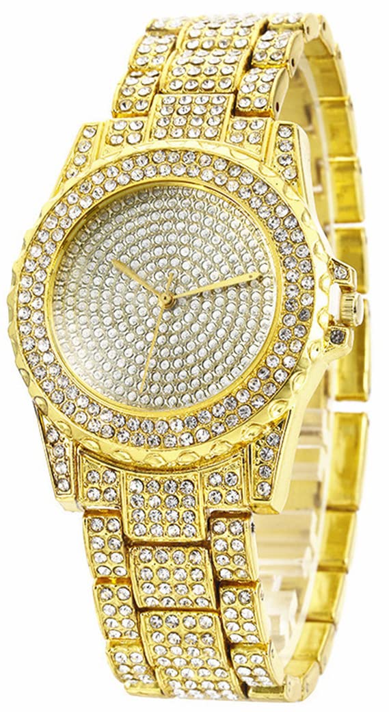 SENRUD Women's Diamond Watch - Stainless Steel Crystal Rhinestone Wristwatch for Ladies - Fashion Iced-Out Luxury Watch - Perfect for Parties, Weddings & Special Occasions