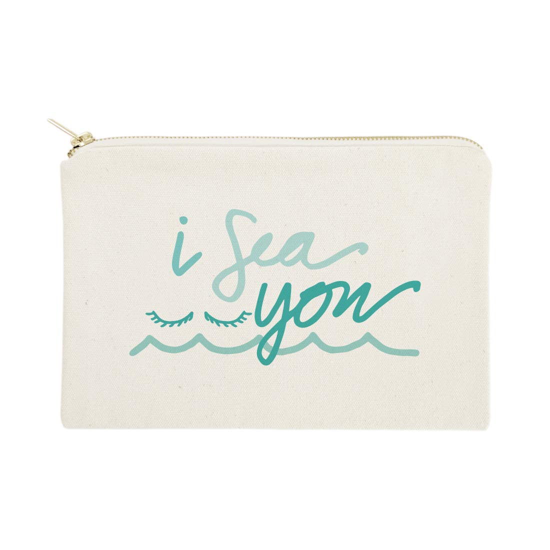 The Cotton & Canvas Co. I Sea You Summer Beach Cosmetic Bag - Waterproof Travel Makeup Pouch for Women | Perfect for Beach Vacations, Pool Parties & Weekend Getaways