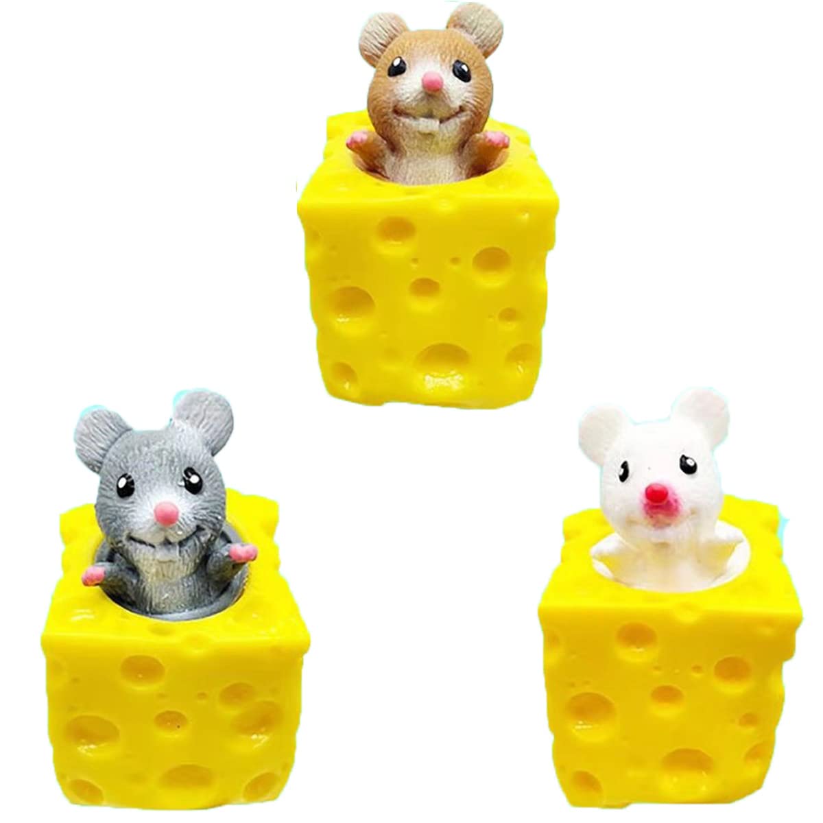 Stress Relief Cheese Mouse Fidget Popper Toy - Sensory Anti-Anxiety Hand Toy for Kids, Teens & Adults - Silicone Office Desk Toy - Perfect Gift for Friends, Family & Coworkers - Great for Anxiety Relief, Focus & Classroom/Workplace Stress Management