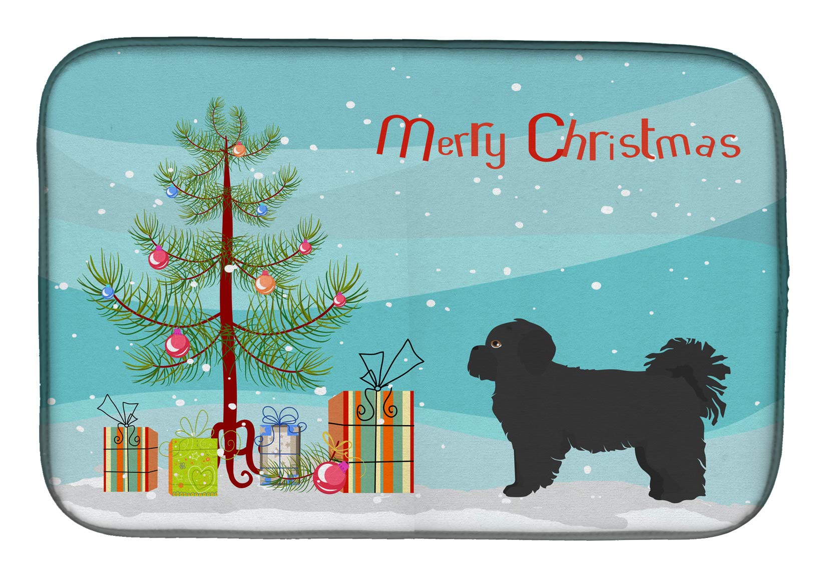 Pekeapoo Christmas Dish Drying Mat - Absorbent Kitchen Counter Pad (14x21