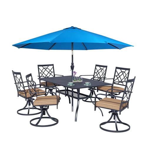 Swivel Chair Set With Sky Blue Umbrella