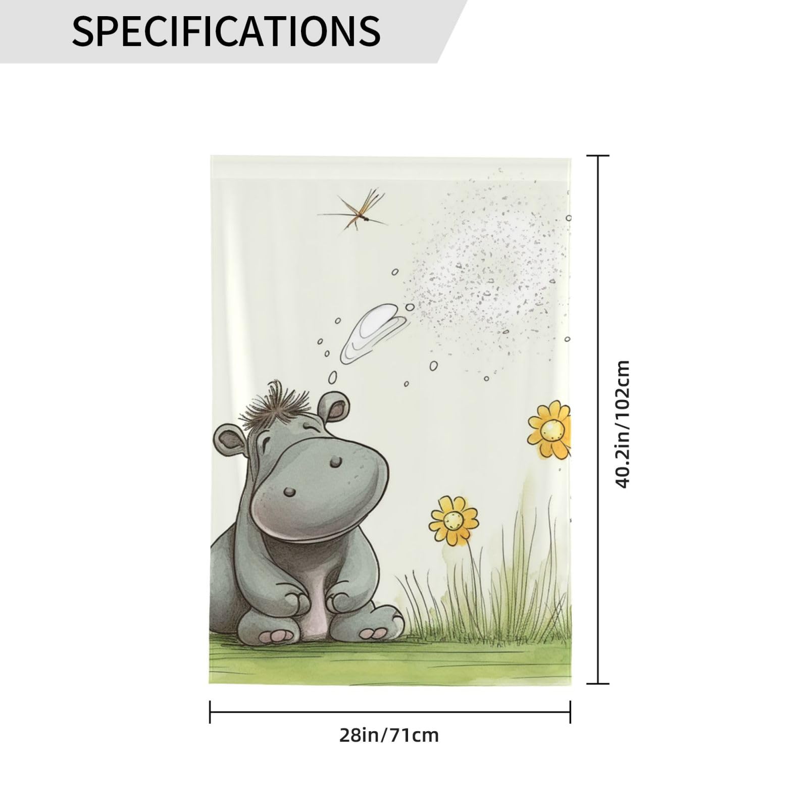 Double-Sided 28x40 Inch Welcome Garden Flag - Weatherproof Outdoor Yard Flag with Hippo & Dandelion Design for Porch, House Decor - Perfect for All Seasons & Holiday Celebrations