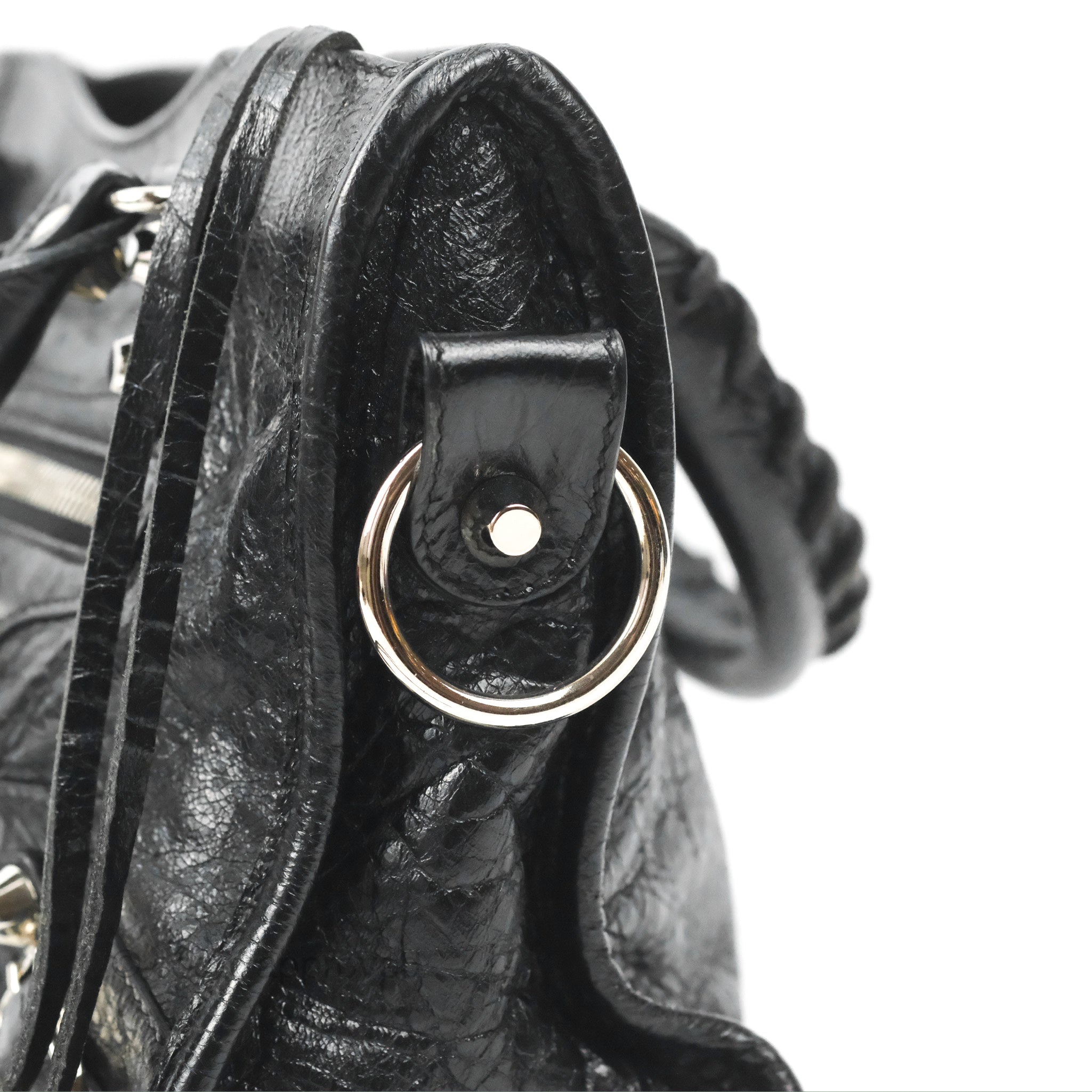 Balenciaga Classic Mini City Bag in Black Aged Calfskin with Silver Hardware - Perfect for Everyday Use, Work & Travel