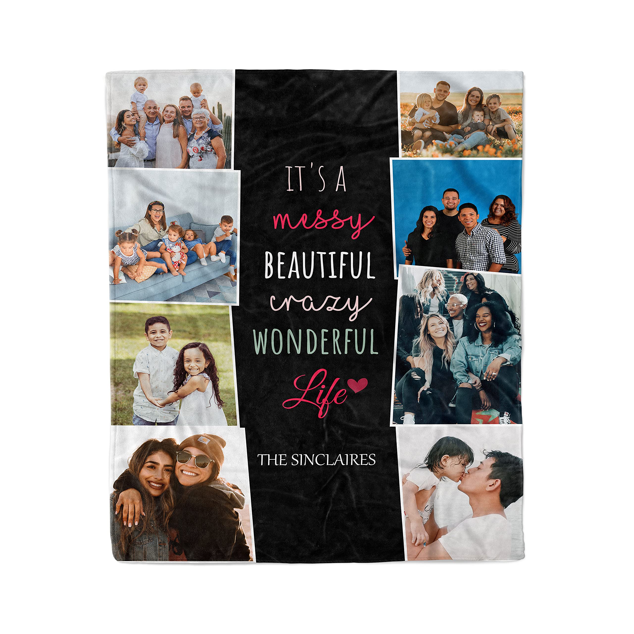 Custom Photo Collage Fleece Blanket 60x80 Inches - Personalized Wedding Anniversary Birthday Gift Blanket with Pictures - Soft Throw Blanket for Couples, Family & Friends - Perfect for Home Decor, Gifts & Cozy Nights