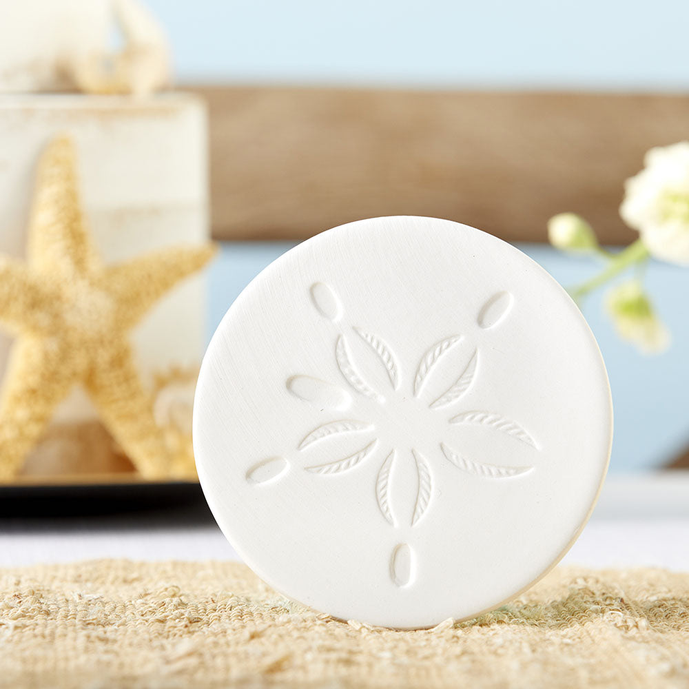 By the Shore Sand Dollar Coaster Set - Natural Seashell Drink Coasters for Beach House Decor, Coastal Themed Home Accessories - Perfect for Summer Parties, Coastal Weddings & Nautical Decor