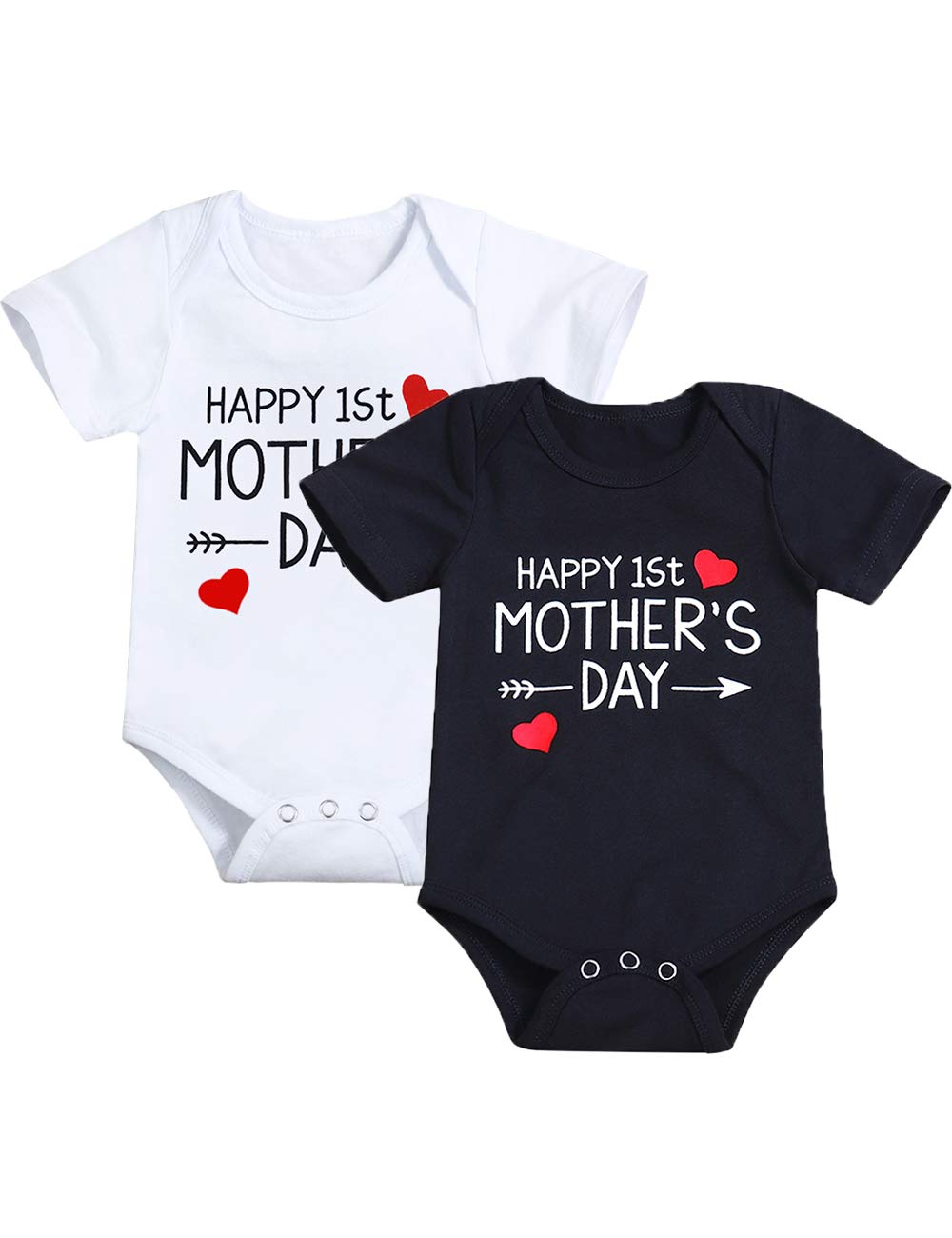 Happy First Mother's Day Outfit - Newborn Baby Boy & Girl Short Sleeve Bodysuit & Romper Set for Twins - Perfect for Summer Photos, Family Celebrations & Special Occasions
