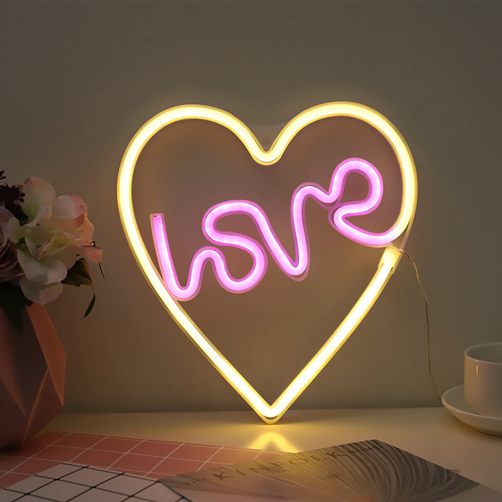 NUZYZ LED Neon Light - Romantic Heart Shaped Decorative Lamp for Valentine's Day, Weddings & Proposals (Warm White) | Perfect for Bedroom Decor, Party Lighting & Instagram Photos