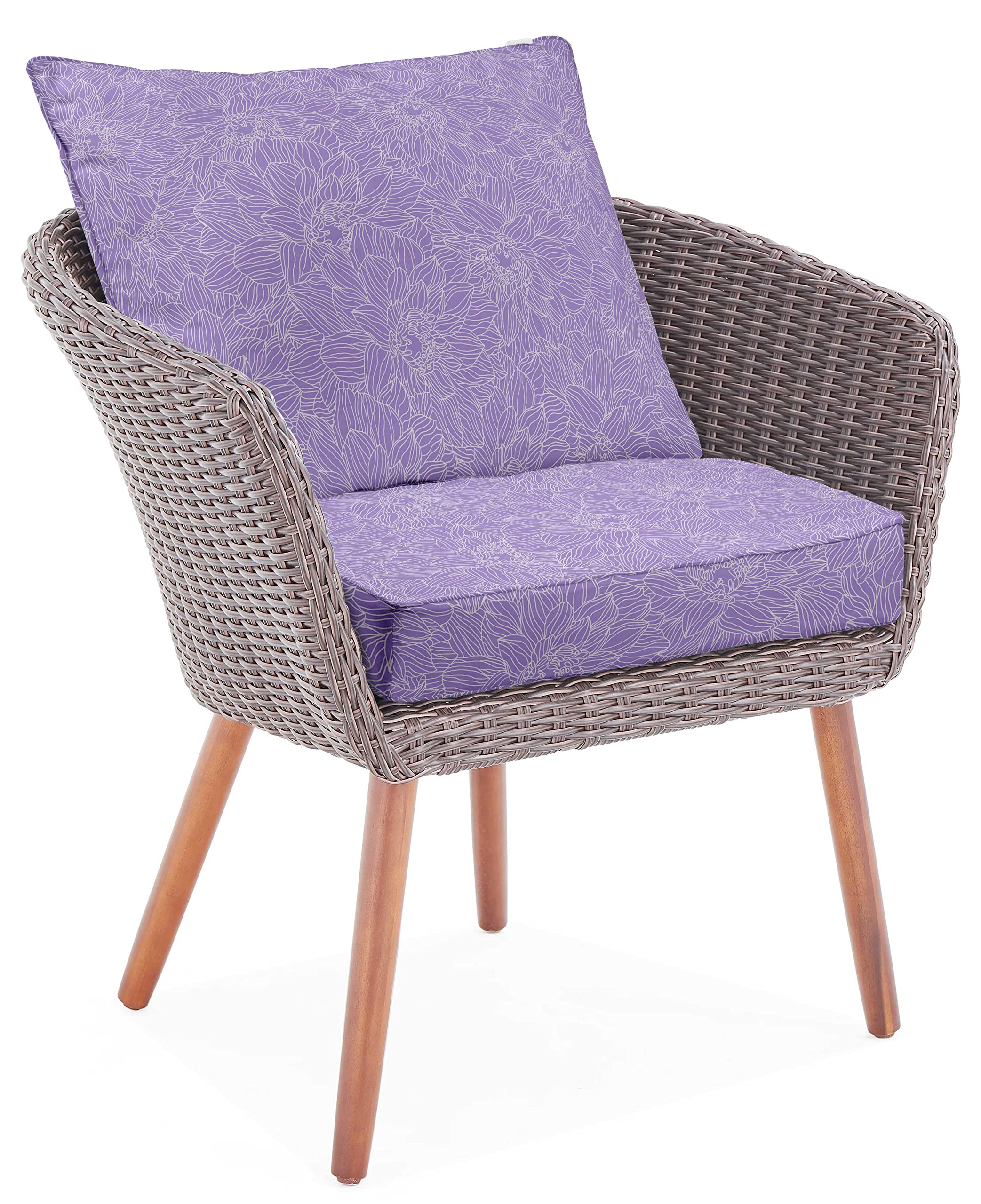Printed Outdoor Deep Seat Patio Cushions Set - 2pc All-Weather Replacement Cushions (25x25x5 inches) in Dusty Violet - Perfect for Patio Furniture, Garden Chairs & Backyard Lounging