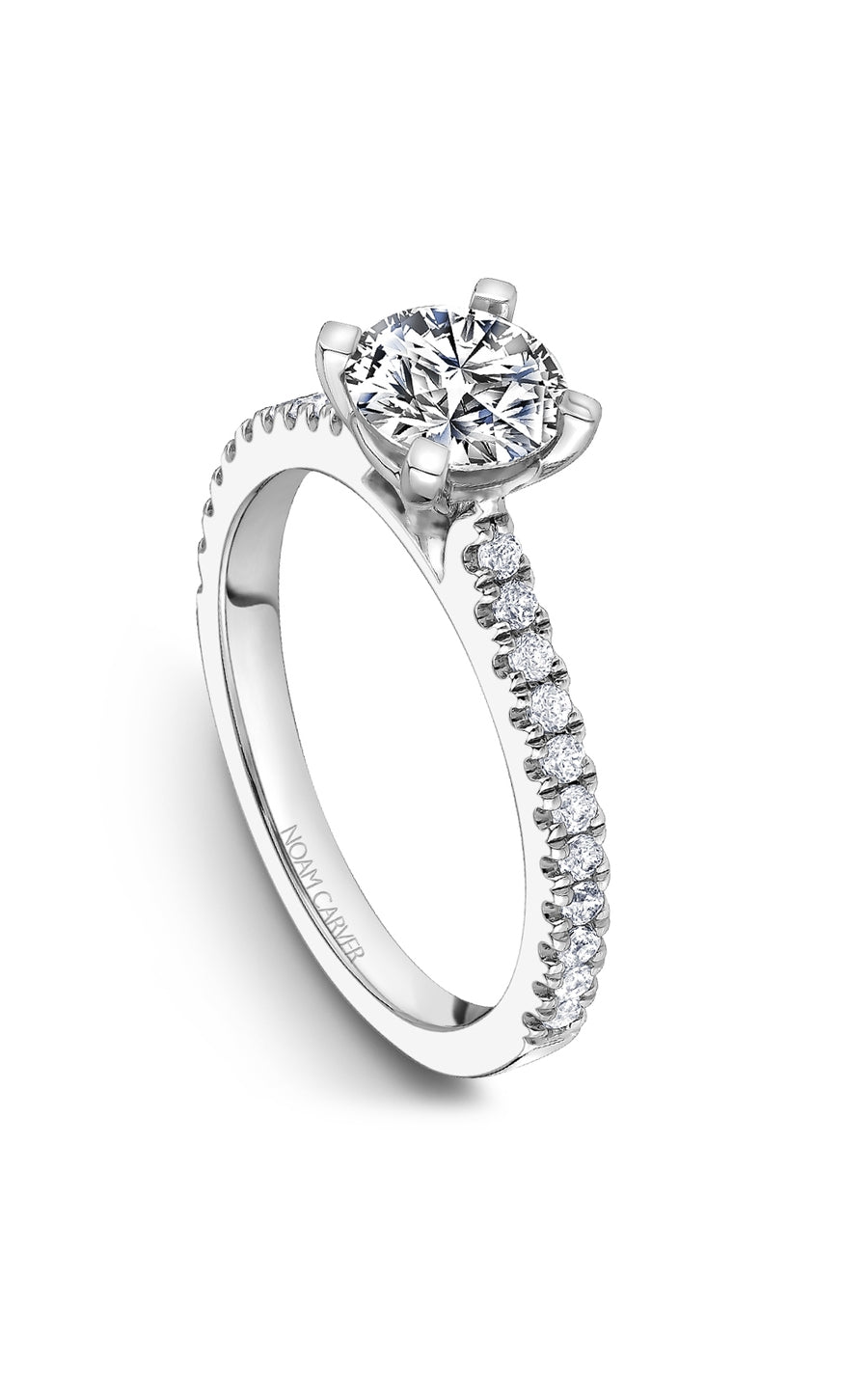 Noam Carver B350 01A Bridal Engagement Ring - 14K White Gold Diamond Wedding Ring for Women - Perfect for Proposals, Anniversaries & Special Occasions