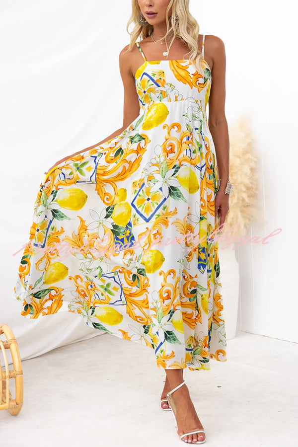 Summer Crush Abstract Print Back Tie-Up Maxi Dress - Flowy Beach Cover Up, Boho Festival Outfit & Casual Summer Dress for Women