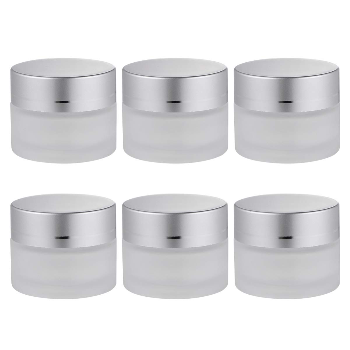 TENDYCOCO 6Pcs Empty Glass Cosmetic Jars with Lids - 15g Clear Travel Sample Containers for Oil, Toner, Cream, Lotion & Lip Balm (Assorted Colors) - Perfect for DIY Skincare, Makeup Organization & Mini Beauty Products Storage