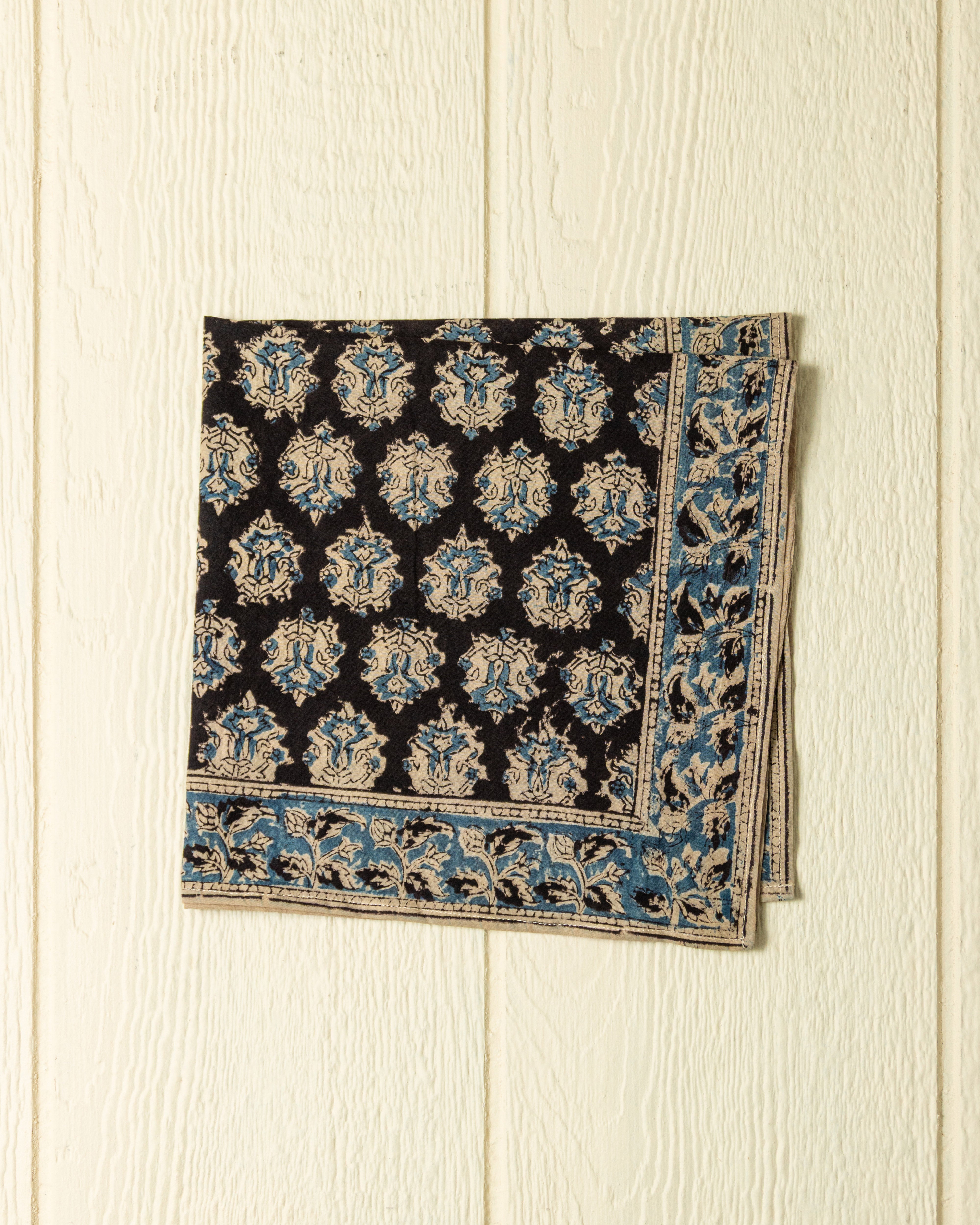 Handmade Midnight Blue Hand Blocked Bandana - Stylish Cotton Scarf for Women & Men - Perfect for Outdoor Activities, Fashion Accessories, and Gifts