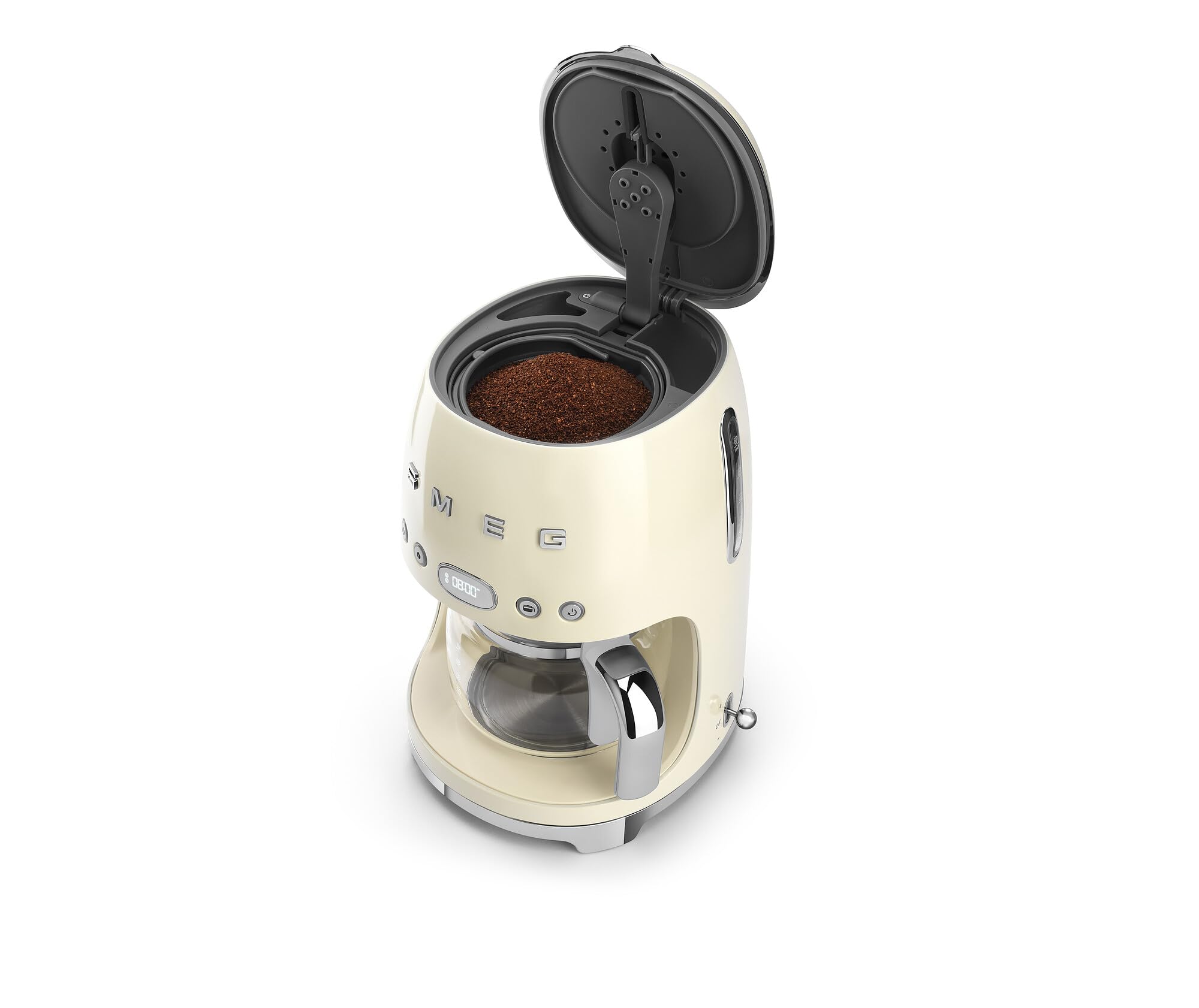 Smeg 50's Retro Style Drip Coffee Maker - 10 Cup Glass Carafe with Auto Start, Keep Warm Plate & Adjustable Brew Strength (Cream) | Perfect for Home Kitchens, Offices & Vintage-Inspired Spaces