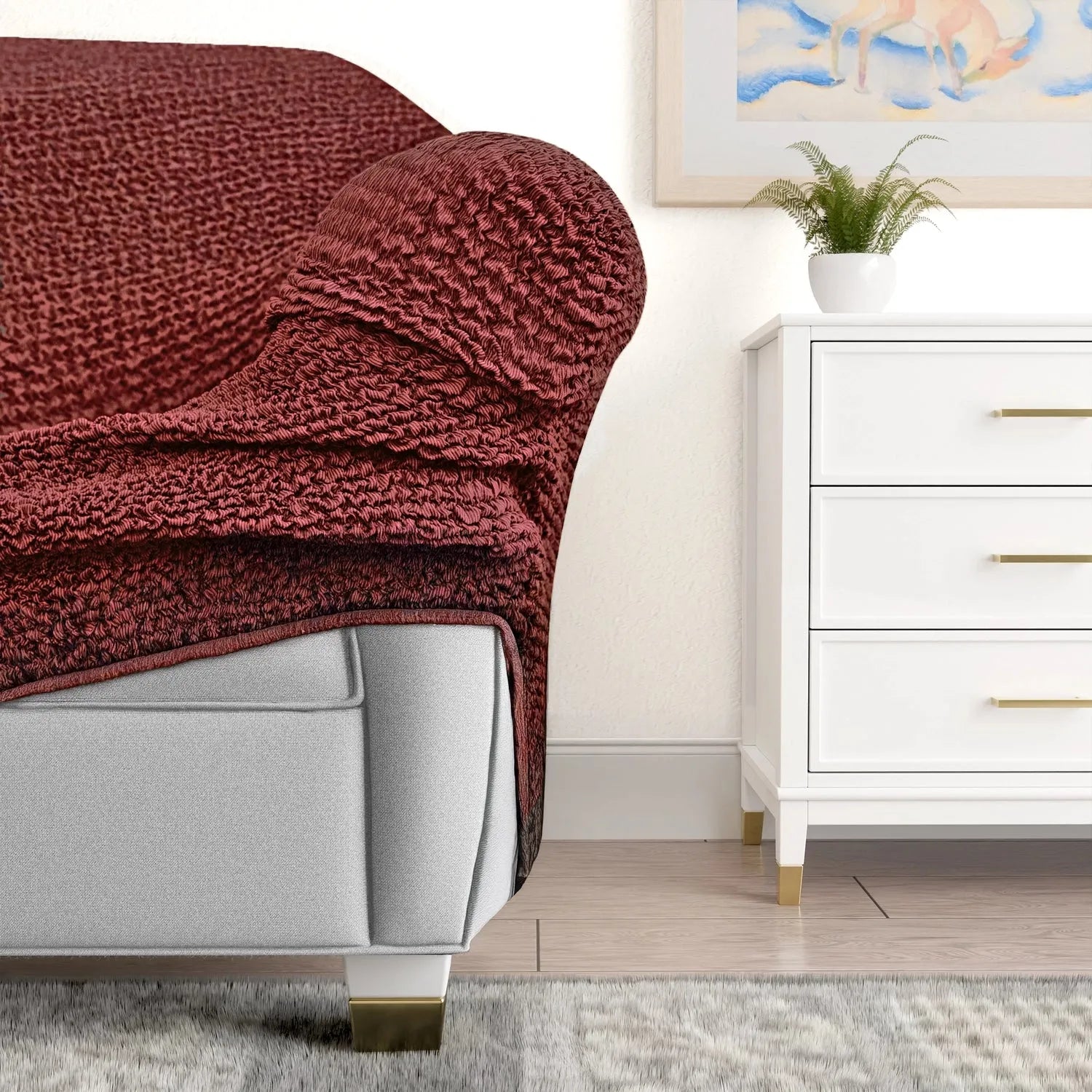Comfortable Reclining Armchair Slipcover - Mille Righe Collection | Stretchable & Washable Sofa Cover for Living Room, Bedroom, or Home Theater