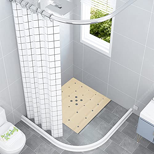 Non-Slip Silicone Shower Mat for Textured Surfaces - Foldable Square Bath Mat for Reglazed Tubs & Textured Shower Floors (Beige, 21x21) | Perfect for Bathroom Safety & Comfort