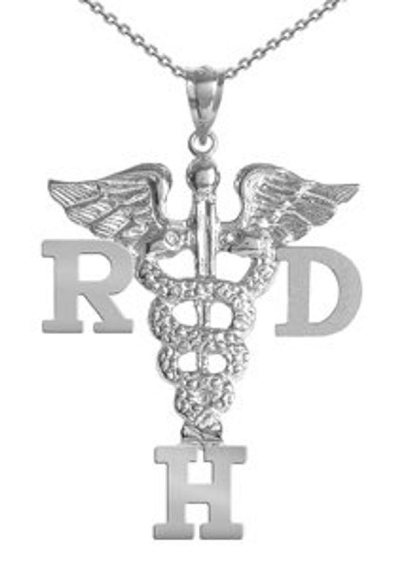 Registered Dental Hygienist RDH Charm Necklace - Silver Plated Nursing Pin Jewelry for Dental Professionals & Graduation Gifts