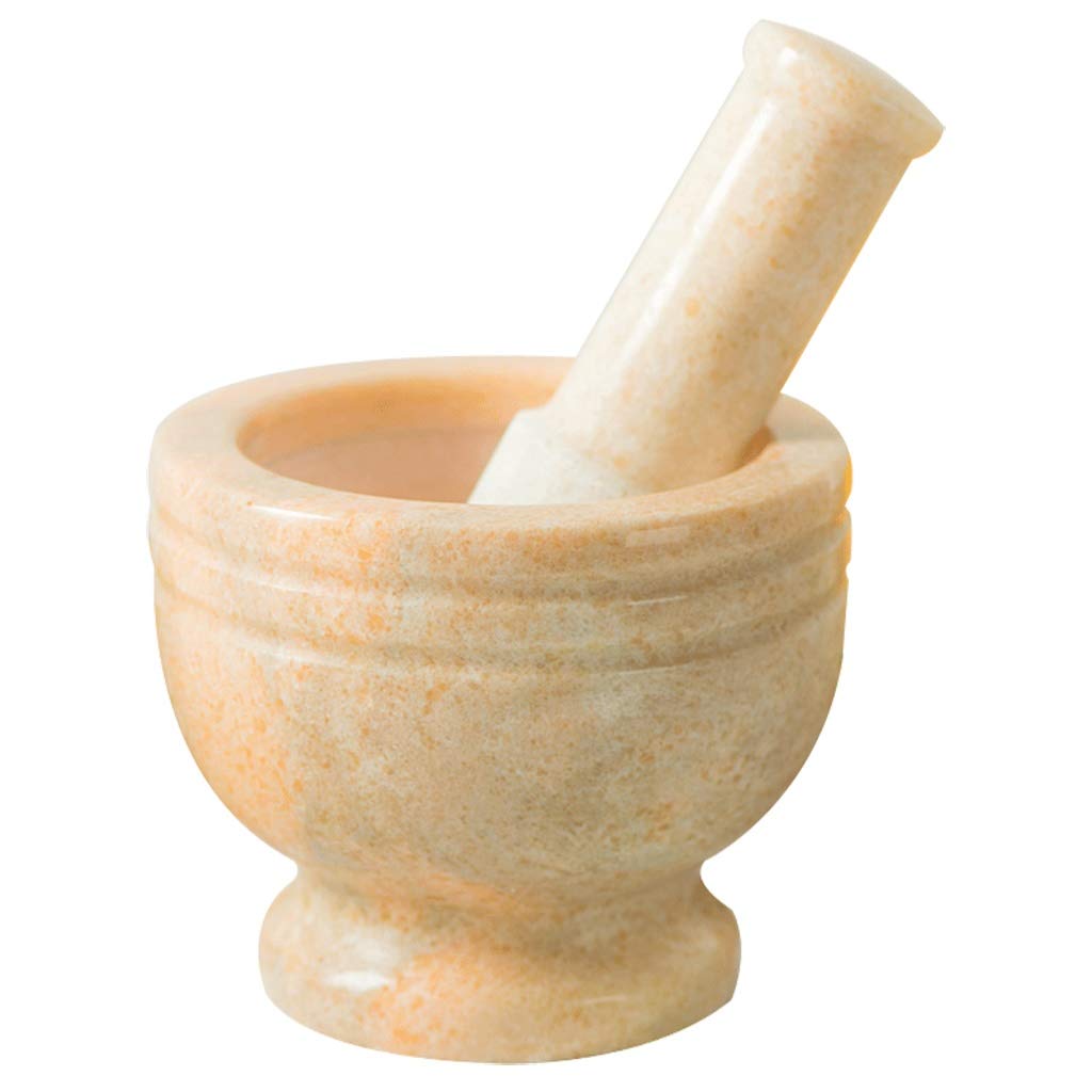 Premium Marble Mortar and Pestle Set - Natural Stone Grinding Bowl for Spices, Herbs & Garlic - Large Capacity Kitchen Tool for Crushing, Grinding & Mixing - Perfect for Cooking, Baking & Herbal Remedies (Orange)