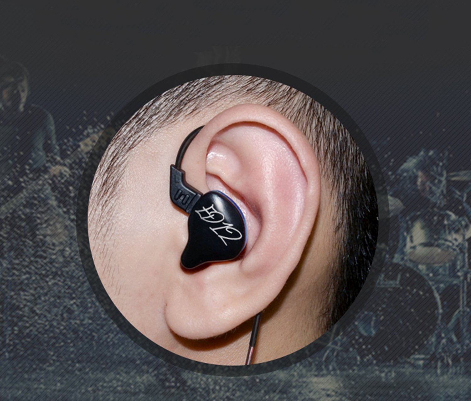KZ ED12 Professional in-Ear Headphones - High Fidelity Sound, Noise Isolation, Comfort Fit - Compatible with iPhone, Android, Samsung - Perfect for Gym, Travel & Music Lovers (Black, No Mic)