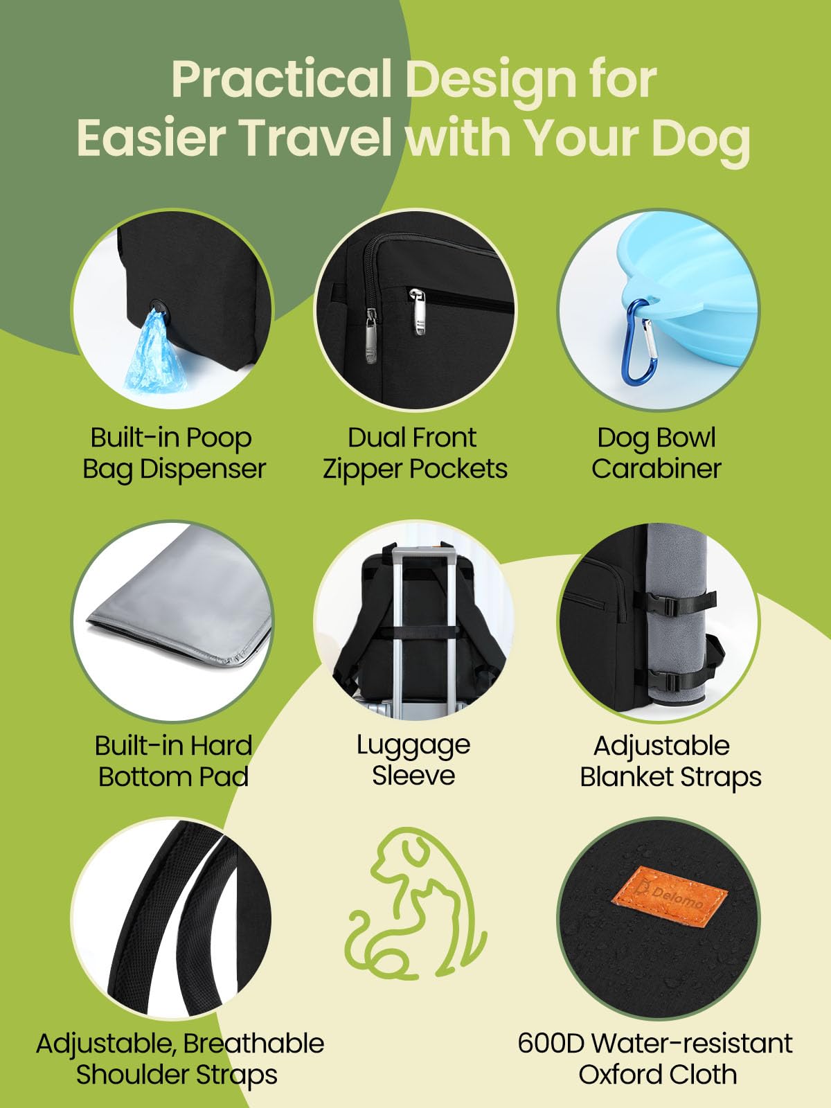 Airline Approved Dog Travel Backpack - 25L Multi-Function Pet Carrier with Storage Pockets, 2 Food Containers & Foldable Bowls - Perfect for Weekend Trips & Outdoor Adventures