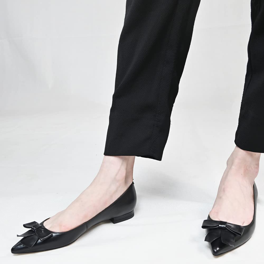 FSJ Women's Pointed Toe Flat Loafers - Comfortable Slip-On Bowknot Pumps with Block Low Heel for Office & Work Outfits | Perfect for Business Casual, Professional Wear & Daily Commute