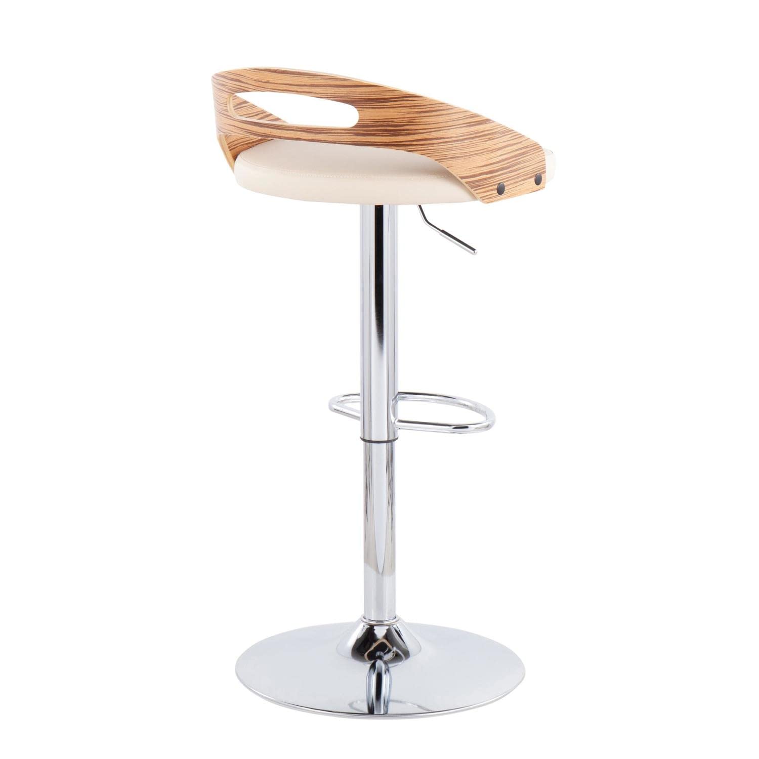 LumiSource Cassis Adjustable Swivel Bar Stool with Chrome Finish - Modern Bar Chair for Kitchen Island, Home Bar, or Dining Counter - Height Adjustable & Comfortable Seating