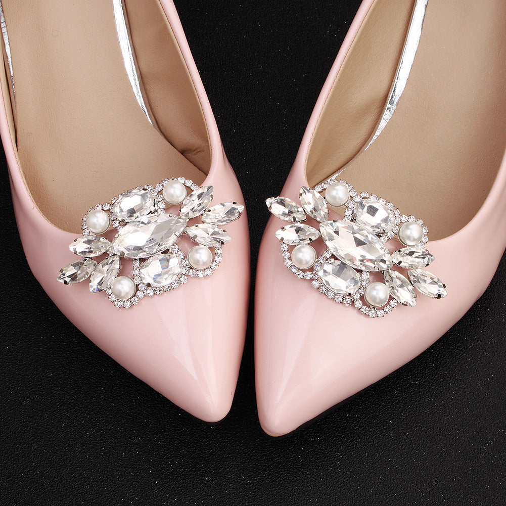 1 Pair Elegant Rhinestone Pearl Shoe Clips - Wedding Shoes Accessories for Brides, Prom, Party & Special Occasions