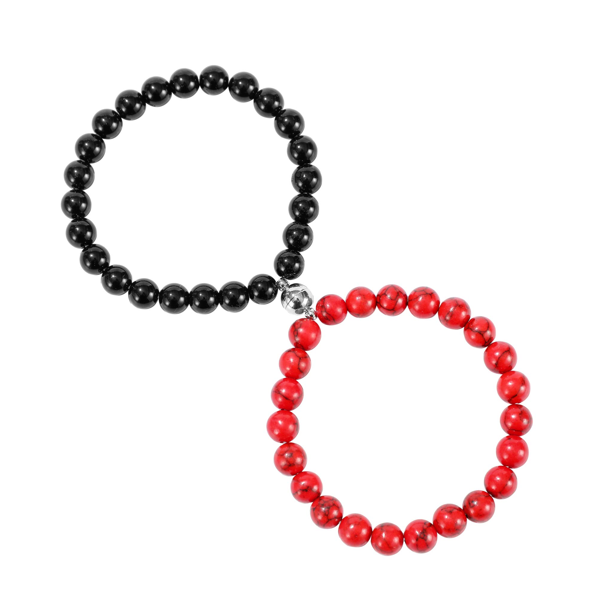 Magnetic Couple Bracelets Set - 2 Matching Distance Relationship Bracelets for Men & Women - Natural Stone Beads Love Bracelet for Boyfriend & Girlfriend - Perfect for Anniversaries, Long-Distance Relationships & Romantic Gifts